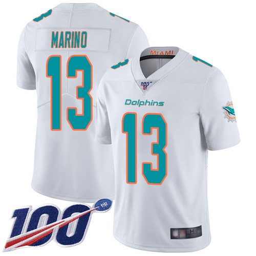 Nike Miami Dolphins 13 Dan Marino White Men Stitched NFL 100th Season Vapor Limited Jersey